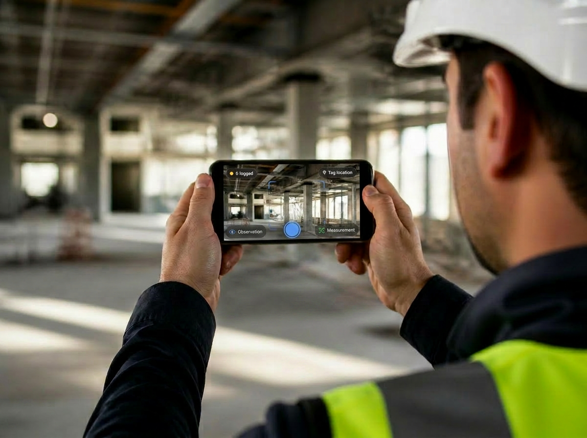 Field professional using FieldVision AI during a site inspection